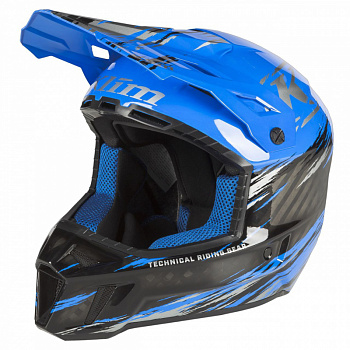 Козырек на шлем / F3 Carbon Pro Visor Thrashed Electric Blue Lemonade - Metallic Silver